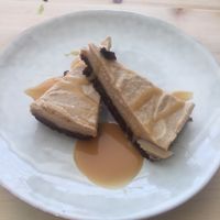 Coffee and caramel cheesecake at The Greenhouse Eatery in Doncaster