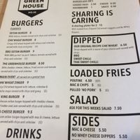 Menu at The Greenhouse Eatery in Doncaster