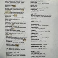 Only one half the menu posted...  at Nature's Plate Cafe & Juice Bar in Keyport