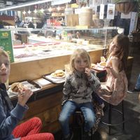 Kids with their American burgers at Veg&Veg in Rome