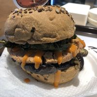 Vegan burger with aubergine and greens  at Veg&Veg in Rome