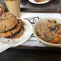 Vegan burger and salad bowl  at Veg&Veg in Rome