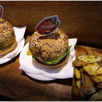 Vegan burgers with fries at Veg&Veg in Rome