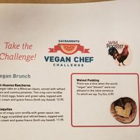 The October Vegan Chef Challenge brunch menu. at Wild Rooster Bistro in Fair Oaks