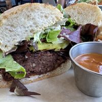 Plant it burger house made burger   at Wild Goat Bistro in Petaluma