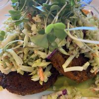 Quinoa Sweet Potato Cakes V / brussels  at Wild Goat Bistro in Petaluma