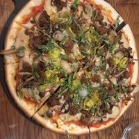 Vegan pizza on gf crust.   at Wild Goat Bistro in Petaluma