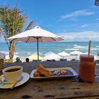 Fresh Juice, Coffee and Banana with mousse chocolate at The Fisherman Vegan Restaurant   in Hoi An
