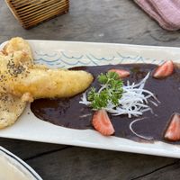 Banana fritters with chocolate   at The Fisherman Vegan Restaurant   in Hoi An