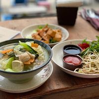 Vegan pho and grilled tofu - The Fisherman Vegan Restaurant, An Bang Beach, Hoi An  at The Fisherman Vegan Restaurant   in Hoi An