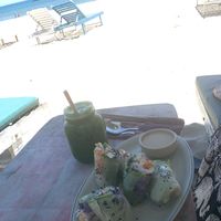 Fresh spring rolls and green juice😄 at The Fisherman Vegan Restaurant   in Hoi An