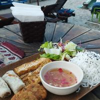 Noodles with falafel and tofu, this dish is incredible! at The Fisherman Vegan Restaurant   in Hoi An
