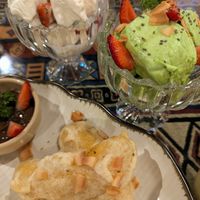 Banana fritters, avocado and coconut ice cream at The Fisherman Vegan Restaurant   in Hoi An