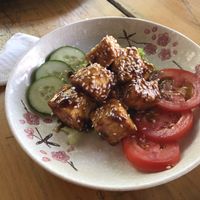 Grilled tofu (tastes like braised tofu). Super good at The Fisherman Vegan Restaurant   in Hoi An