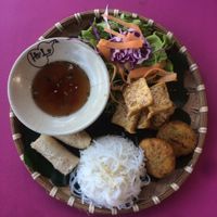 Noodles with tofu and falafel  at The Fisherman Vegan Restaurant   in Hoi An