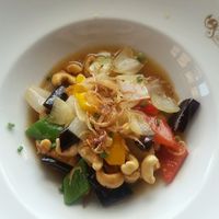 Phad Tofu and Med Ma Muang at Chantara Restaurant in Surat Thani