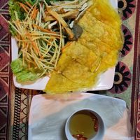 vietnamese pancake. ask the staff to show you how to eat them if you're not used to at Phong Nha Vegan in Phong Nha