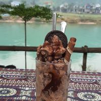 Cookies smoothies made with coconut milk( soya milk available too need to ask) at Phong Nha Vegan in Phong Nha