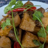 Braised tofu and mushroom at Phong Nha Vegan in Phong Nha