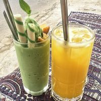 Matcha smoothie & passionfruit juice at Phong Nha Vegan in Phong Nha