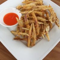 banana flower tempura and gentle chilli dip at Phong Nha Vegan in Phong Nha