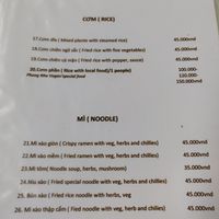 Prices at Phong Nha Vegan in Phong Nha