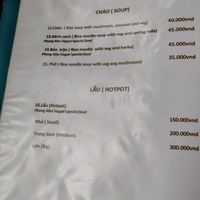 Menu at Phong Nha Vegan in Phong Nha