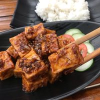Caramelized lemongrass tofu - one of my favorite dishes in SE Asia  at Bamboo Chopsticks in Phong Nha