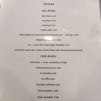 Drinks menu at Cafe 435 in Pascoe Vale