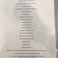 Dessert menu at Cafe 435 in Pascoe Vale