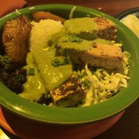 Rice bowl with tofu bean plantain and cabbage  at Hula's Island Grill in Santa Cruz