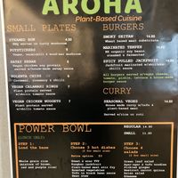 Menu 2020-08 at Aroha in Wellington
