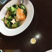 Stir fried broccoli and prawns  at I Food in Bangkok