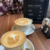 Cappuccino and flat white at Cafe Waffle in Prague