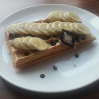 Peanutbutter, chocolate, banana at Cafe Waffle in Prague