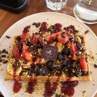 Vegan gluten free waffle at Cafe Waffle in Prague