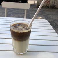 Iced Cafe latte with soy milk  at Cafe Waffle in Prague
