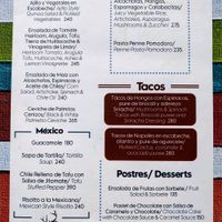 Menu at Venazu in Punta De Mita