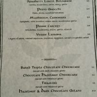 vegan menu 2 at Arrivederci Pizzeria in Milton