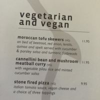Vegan options and prices - June 2018 at The Boars Head in Walgherton