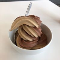 Chocolate and hazelnut soft serve swirl at Virtuous Pie - UBC in Vancouver