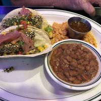 Crusty avocado tacos. Hubby had these and they were great.  They could definitely use more vegan options but what we did have was very tasty!! at Plaza Cafe in Santa Fe