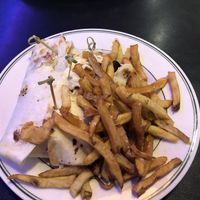 Vegetarian burger-lunch special. 
They were out of the Impossible Burger, the lunch special was a vegetarian burger so I had that in a tortilla. Very very good.  Definitely go bac at Plaza Cafe in Santa Fe