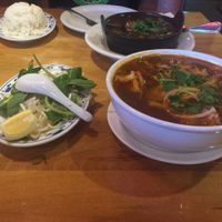 Spicy noodles and Mama clay pot  at Merit Vegan Restaurant in Sunnyvale