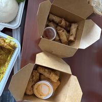 golden rolls and ocean nuggetss  at Merit Vegan Restaurant in Sunnyvale