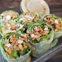 Fresh Spring Rolls - fantastic!! And they're not shy with the peanut sauce at Merit Vegan Restaurant in Sunnyvale