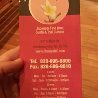 Menu at Champa in Hendersonville