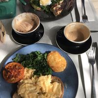 Vegetarian breakfast and Eggs benedict at Blackfish in Como