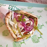 Yuba with garlic sauce at RoseHip Vegan Kebabs in Vilnius