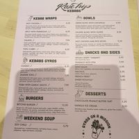 Menu at RoseHip Vegan Kebabs in Vilnius